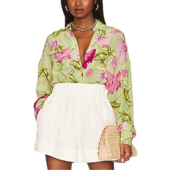 Rococo Sand Ren Button Up Top in Multi - Picture 1 of 7